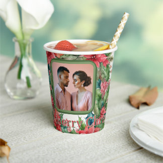 Frohe Weihnachten schöne Feiertage Engagement-Foto Pappbecher