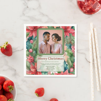 Frohe Weihnachten schöne Feiertage Verlobungsfoto Serviette