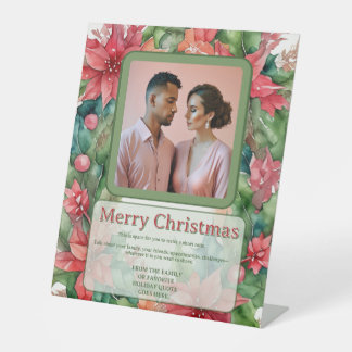 Frohe Weihnachten schöne Feiertage Verlobungsfoto Sockelschild