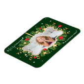 Frohe Weihnachten Schönes Grün Gold Foto Wreath Magnet (Linke Seite)