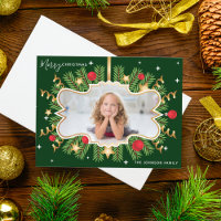 Frohe Weihnachten Schönes Grün Gold Foto Wreath