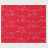 Frohe Weihnachten | Schönes Rotes Elegant Geschenkpapier (Flach)