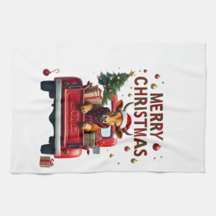 Frohe Weihnachten Schottische Highland-Kuh Xmas-Fa Geschirrtuch