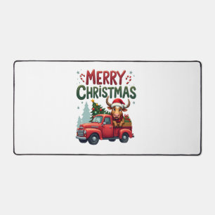 Frohe Weihnachten Schottische Highland-Kuh Xmas-Fa Schreibtischunterlage