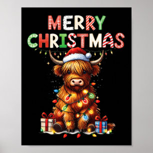 Frohe Weihnachten schottischen Highland Cow Xmas F Poster