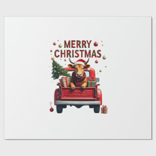 Frohe Weihnachten Schottischer Highland-Cow Xmas-F Geschenkpapier