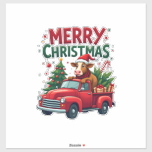 Frohe Weihnachten Schottischer Highland-Kuh Weihna Aufkleber