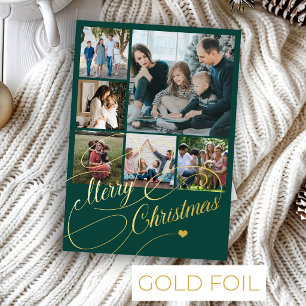 Frohe Weihnachten Schrift 6 Foto-Collage Familie Folien Feiertagskarte