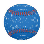 Frohe Weihnachten Schrift Blaues Schneeflockenmust Baseball (Vorderseite)