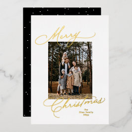 Frohe Weihnachten Schrift einfach minimale Foto Folien Feiertagskarte
