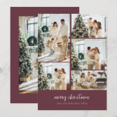 Frohe Weihnachten Schrift Foto Collage Burgund (Vorne/Hinten)