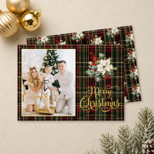 Frohe Weihnachten Schrift Karo-Weihnachtsstern Fot Folien Feiertagskarte