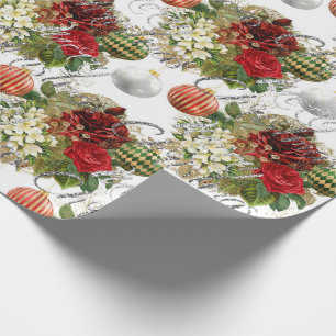 Frohe Weihnachten Schrift Rosen Rot Grauer Marmor Geschenkpapier