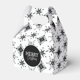 Frohe Weihnachten Schrift Schwarz Schneeflocken    Geschenkschachtel