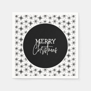 Frohe Weihnachten Schrift Schwarz Schneeflocken Serviette