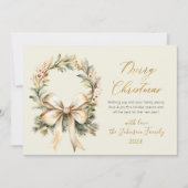 Frohe Weihnachten Schrift Wasserfarbe Kranz Golden (Vorderseite)