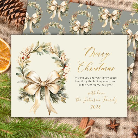 Frohe Weihnachten Schrift Wasserfarbe Kranz Golden