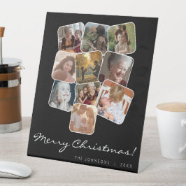 Frohe Weihnachten Schwarz 10 Foto Collage Sockelschild
