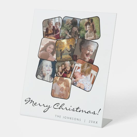 Frohe Weihnachten Schwarz 10 Foto Collage Sockelschild (Vorderseite)