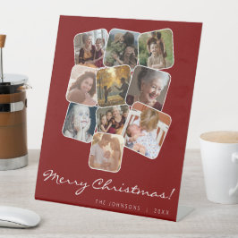 Frohe Weihnachten Schwarz 10 Foto Collage Sockelschild