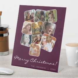 Frohe Weihnachten Schwarz 10 Foto Collage Sockelschild