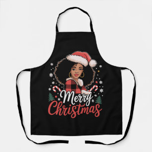 Frohe Weihnachten Schwarz Afrikanisches Mädchen Sa Schürze