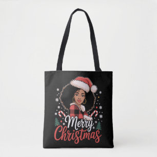 Frohe Weihnachten Schwarz Afrikanisches Mädchen Sa Tasche