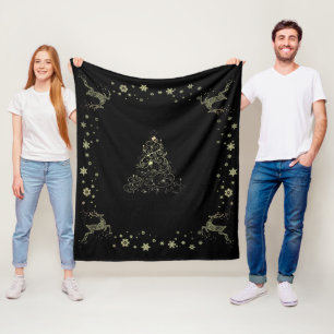 Frohe Weihnachten schwarz Fleece Blanket