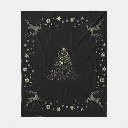 Frohe Weihnachten schwarz Fleece Blanket (Vorderseite)