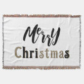Frohe Weihnachten Schwarz & Gold Text Throw Blanke Decke (Vorderseite)