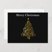 Frohe Weihnachten Schwarz-Gold-Tree Postkarte (Vorne/Hinten)
