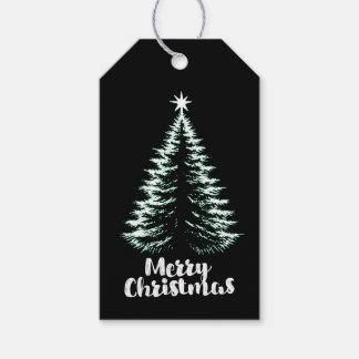 Frohe Weihnachten Schwarz & Mint Distressed Chic T Geschenkanhänger