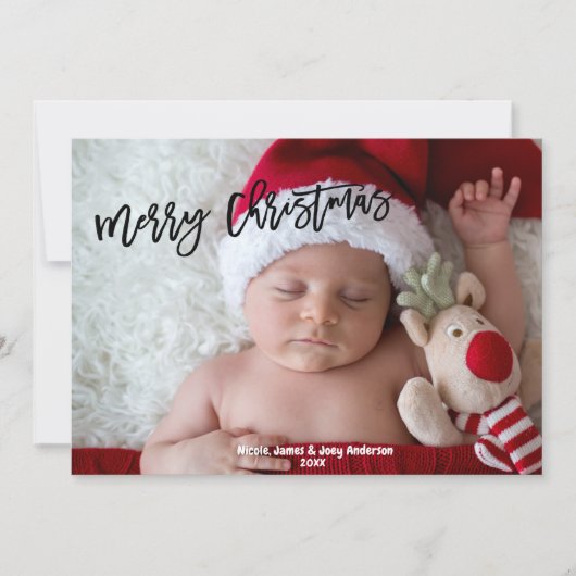 Frohe Weihnachten Schwarz Modernes Script Holiday  (Vorderseite)