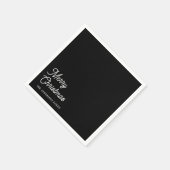 Frohe Weihnachten Schwarz Napkin mit Familienname Serviette (Ecke)