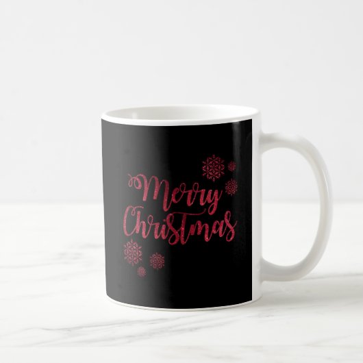 Frohe Weihnachten Schwarz-Rot-Schneeflocke Typogra Kaffeetasse (Rechts)