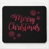 Frohe Weihnachten Schwarz-Rot-Schneeflocke Typogra Mousepad (Vorne)