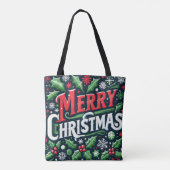 Frohe Weihnachten Schwarz Tasche (Rückseite)