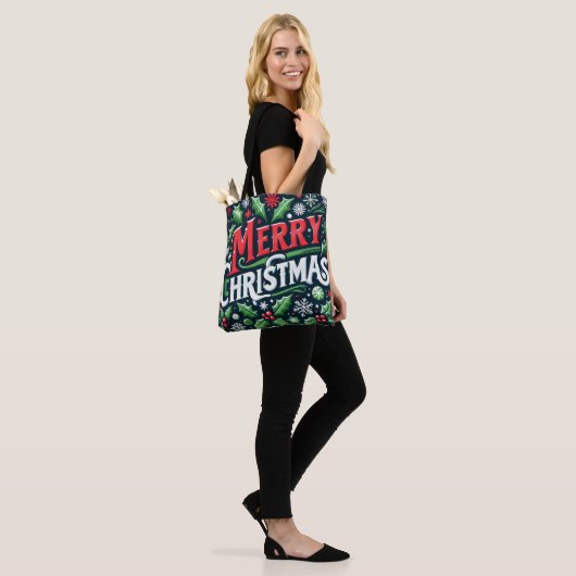 Frohe Weihnachten Schwarz Tasche (Am Model)