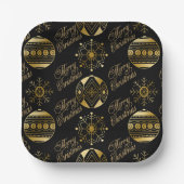 Frohe Weihnachten Schwarz und Gold Dekorative Pappteller (Vorderseite)