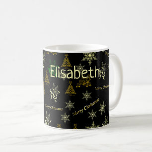 frohe Weihnachten schwarz und gold Kaffeetasse