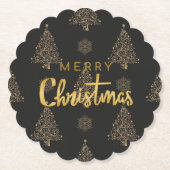 Frohe Weihnachten, Schwarz und Gold, Untersetzer (Vorderseite)