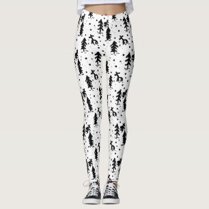 Frohe Weihnachten! Schwarz und Weiß Leggings