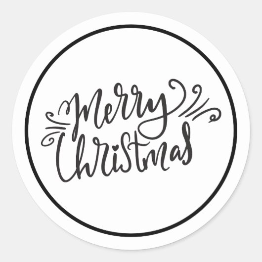 Frohe Weihnachten Schwarz und Weiß Runder Aufkleber (Vorderseite)