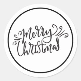 Frohe Weihnachten Schwarz und Weiß Runder Aufkleber