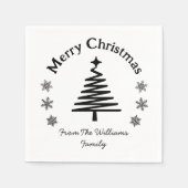 frohe Weihnachten Schwarz-Weiß einfach modern Serviette (Vorderseite)