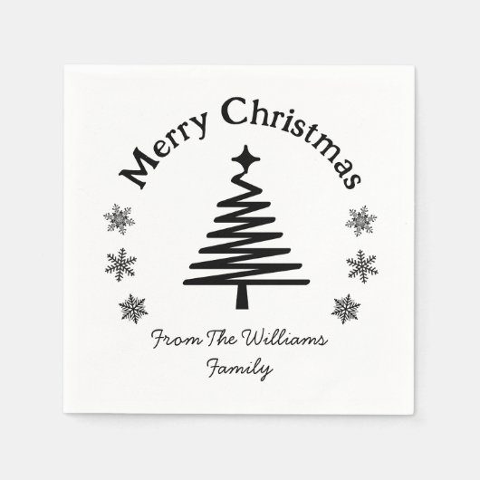 frohe Weihnachten Schwarz-Weiß einfach modern Serviette (Vorderseite)