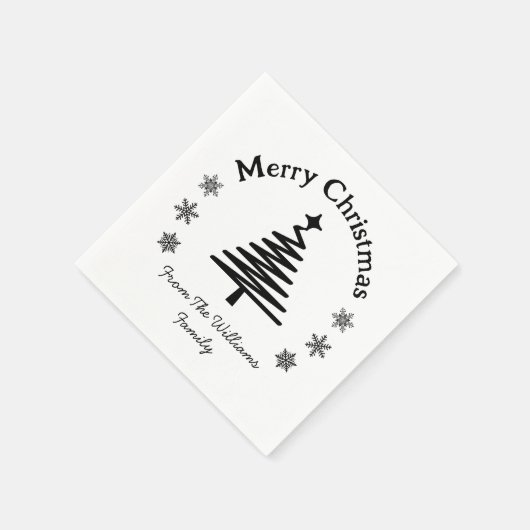 frohe Weihnachten Schwarz-Weiß einfach modern Serviette (Ecke)