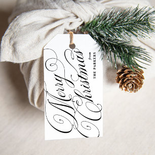 Frohe Weihnachten   Schwarz-Weiß-Kalligrafie Geschenkanhänger