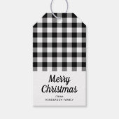 Frohe Weihnachten Schwarz-Weiß-Karos Geschenkanhänger (Vorderseite)