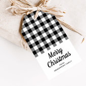 Frohe Weihnachten Schwarz-Weiß-Karos Geschenkanhänger